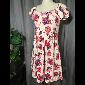 24 Seven Comfort Apparel floral cap sleeve dress S